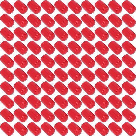 100 Pièces Capuchons de Protection Filetés en PVC Souple, Ronds et Ignifuges, Rouge 12mm