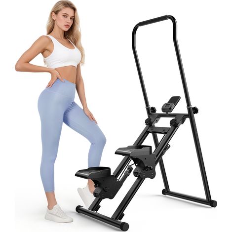 Xhomrattan - Stepper d'Escalier Vertical avec Écran LCD, Guidon Réglable et Pédales Antidérapantes, Stepper Escalier de Fitness Professionnel, Capacité 150 kg (1/5)