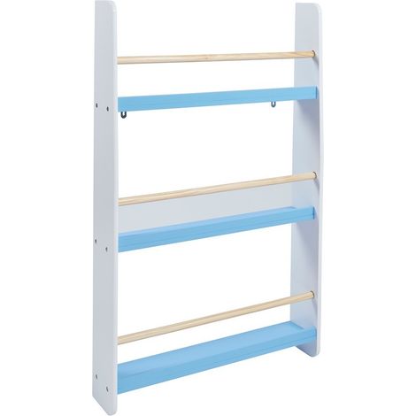 Kids Picture Book Wall Bookshelf - L12 x W60 x H95 cm - White/Blue