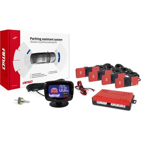 Einparkhilfe-Set, LED-Rückfahrsensoren, 4 Sensoren, schwarz, innenliegend, 16,5 mm, amio-02257 (1/4)
