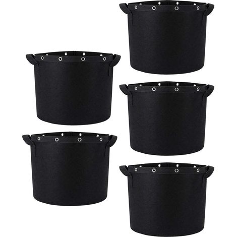 Lot de 5 Sacs de Plantation, en Tissu Non Tissé, Sacs de Culture Réutilisables avec Poignées, Pots pour Tomates, Pommes de Terre, Légumes et Fleurs, pour Balcon et Serre, 28 x 26 cm (1/5)