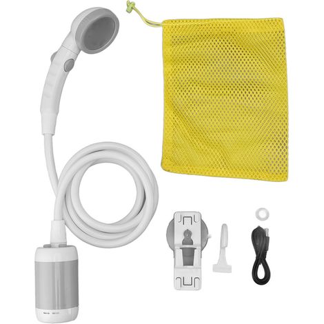 Ensemble de douche Portable, ABS, acier inoxydable, PVC, pompe de Camping électrique à 3 vitesses, alimentée par batterie, pour usage extérieur, gris argenté (1/5)