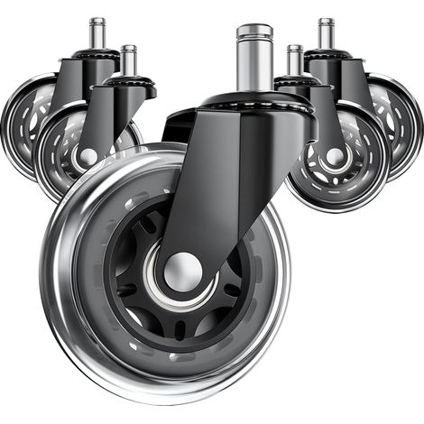Confezione da 5 rotelle di ricambio resistenti da 7,6 cm (3 pollici) per sedie da ufficio, design universale, scorrevoli e silenziose. (1/4)