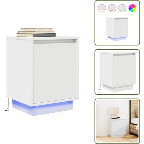 VidaXL Table de chevet avec lumières LED blanc 38x34x50 cm (1/5)