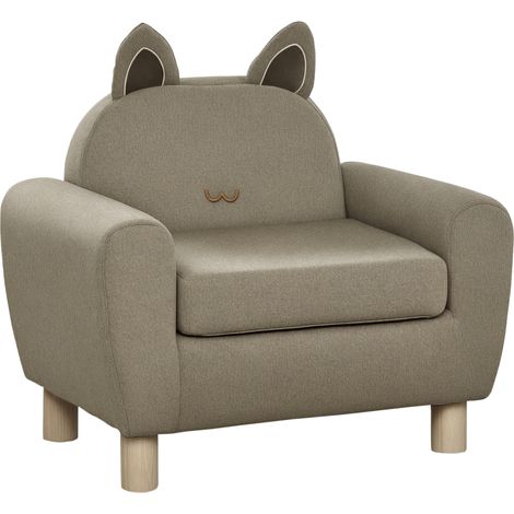 Kids Sofa Toddler Chair Children Armchair for Preschool Bedroom Playroom with Ear Modeling Wood Brown (1/5)