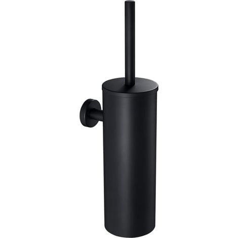 Brosse WC avec support - Support mural pour brosse WC - Accessoires WC - Noir - 38 x 9 x 9 cm - Acier inoxydable (1/2)