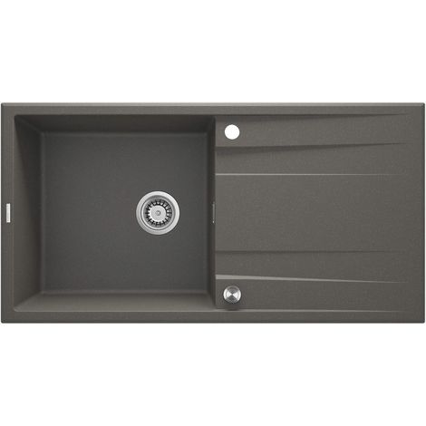 Lavello cucina in granito con 1 vasca e gocciolatoio 100x52 cm antracite metallizzato - Lyra