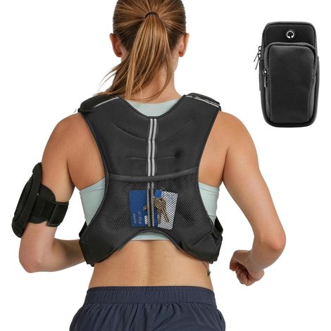 Gilet de musculation lesté 9kg, bandes réfléchissantes, boucle ajustable, pour homme et femme, entraînement de force, course, fitness et perte de poids. (1/5)