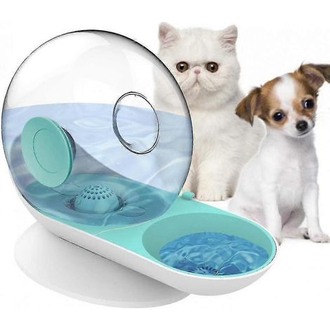 Distributeur d'eau pour petits animaux de compagnie, distributeur d'eau par gravité pour chiens et chats, gamelle automatique (verte) (1/2)