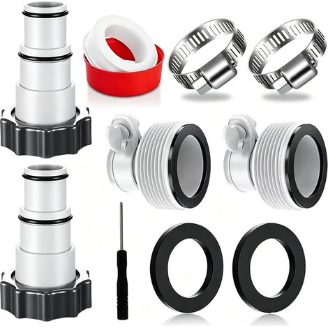 Poolschlauch-Adapter-Kit 3,2 cm auf 3,8 cm für Aufstellpools mit Gewindeanschlüssen