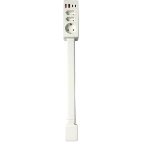 Multiprise rétractable 20W – Charge rapide 4 ports USB – 3 prises secteur extensible 47-67cm – Rotation 180° – Prise européenne (1/5)