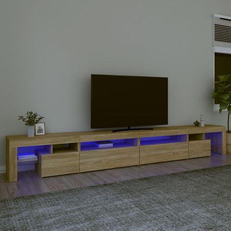 Meuble TV avec lumières LED Chêne sonoma 290x36,5x40 cm (1/5)