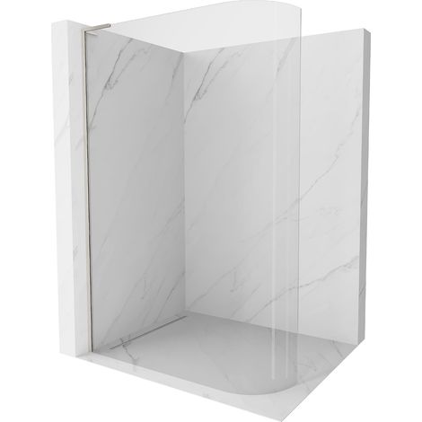 Mexen Kioto L Duschwand gebogen Walk-in 90 x 200 cm, transparent, gebürsteter Nickel - 800-090-103-9 (1/5)