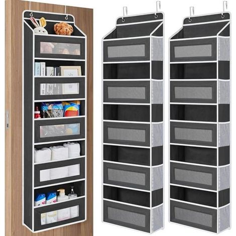 Organisateur de porte à suspendre,5 grandes poches, anti-basculement, idéal pour la chambre, la salle de bain, le garde-manger (1/5)
