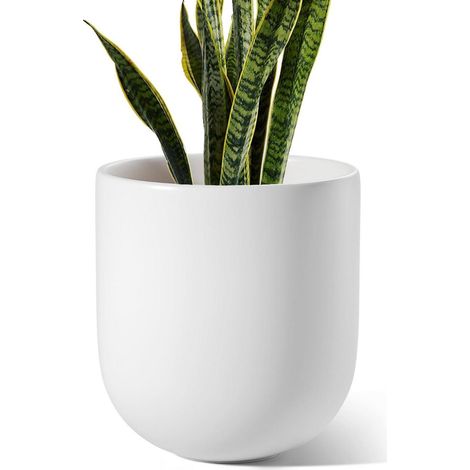 Übertöpfe Keramik 25 cm mit Abflussloch, minimalistisch, weiß (1/5)
