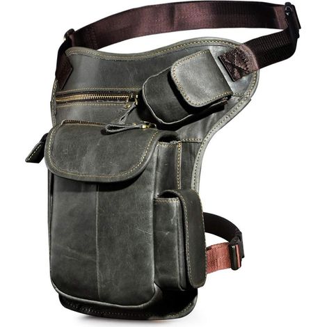 Herren Leder Beintasche Grau für Motorrad & Outdoor (1/5)