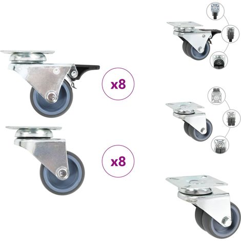 16 Stk. Lenkrollen mit Zwillingsrad 50 mm - Lenkrollen - Rollensatz - Schubladenführung - Transportwagen - Arbeitstisch (1/5)