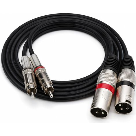 Câble XLR vers RCA - 1,5 m - Câble RCA vers XLR - Double RCA mâle vers double XLR mâle - Câble adaptateur audio stéréo pour haut-parleurs, caisson de basses, amplificateur, table de mixage (1/5)