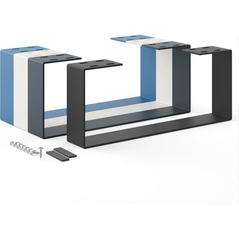 Pied de Table en métal Noir 1 pièce Support de Table/Cadre pour Table Basse, Table à Manger, Bureau, Banc Pied Taille: 50x20cm (1/4)
