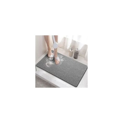 Tappetino antiscivolo per doccia, 60x40 cm, tappetino da bagno antiscivolo in morbida luffa PVC per il bagno, ad asciugatura rapida, grigio - Crezuo