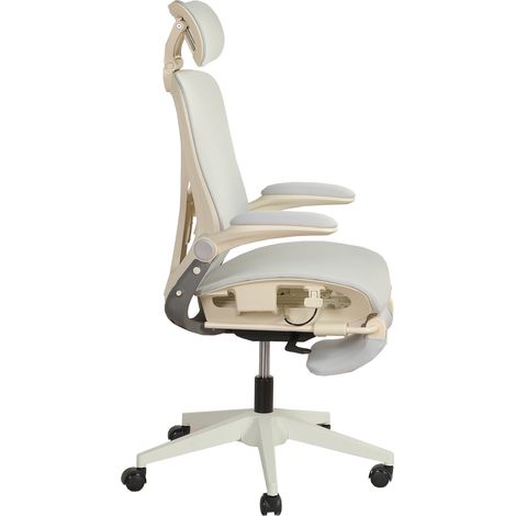 Silla de oficina ergonómica plegable de malla gris con reposacabezas 3D y soporte lumbar (1/5)