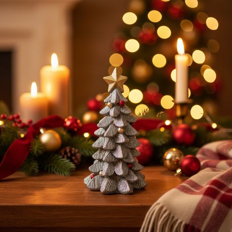 Candela profumata a forma di albero con stella in cera decorazione natalizia -15 cm (1/5)