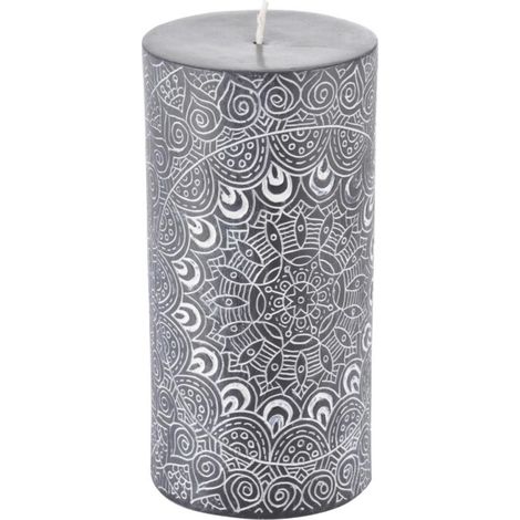 Bougie Pilier Mandala "Graphic Ethnic" 14cm Noir