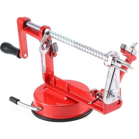 Pelapatate e levatorsoli 3 in 1 – Macchina per pelare, togliere il torsolo e affettare le mele – Design rosso (1/4)