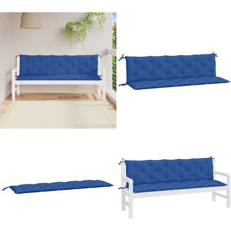 Coussins de banc jardin lot de 2 bleu 180x50x7 cm tissu Oxford - Coussins De Banc De Jardin - Coussins D'extérieur - Coussin Imperméable - Coussin Confortable - Décoration Intérieure - Home & Living