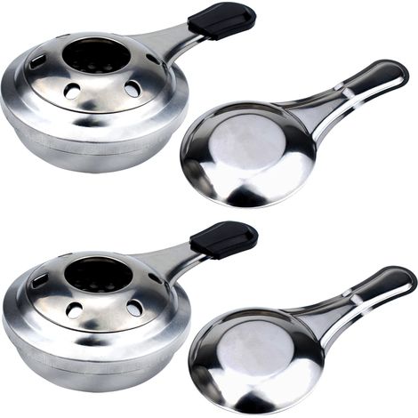 Lot de 2 mini-fours réglables en acier inoxydable, parfaits pour la randonnée, le camping ou comme réchaud domestique pour fondue ou autres préparations culinaires. (1/5)