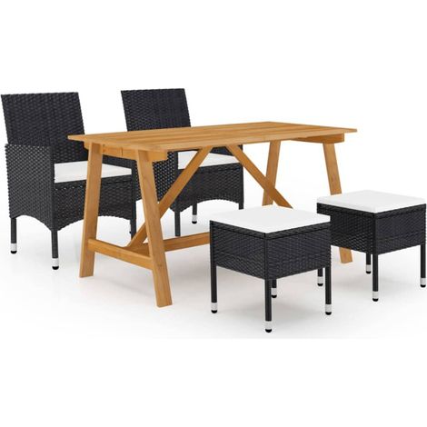 Juego de comedor de jardín de 5 piezas negro vidaXL (1/5)