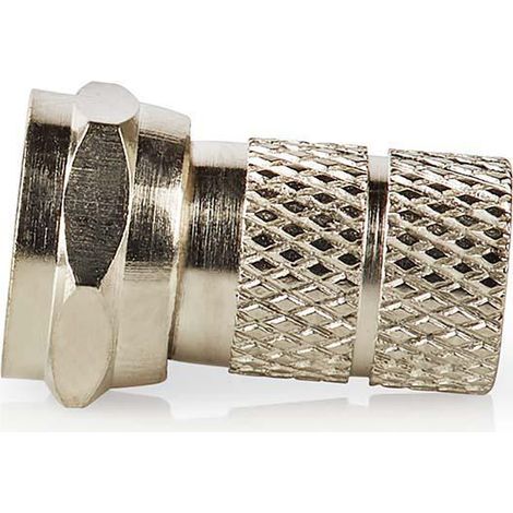 Conencteur F Droit Mâle Plaqué nickel 75 Ohm Twist-on Diamètre d'entrée de câble: 5.5 mm Alliage de zinc Argent 5 pièces Boîte
