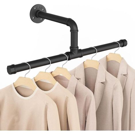 Porte-manteau mural industriel Yawinhe – 51 cm, gain de place, fixation murale amovible pour salon ou chambre (1/4)