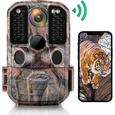 usogood Caméra de Surveillance WiFi 24 MP 1296P, Caméra de Chasse Infrarouge Invisible, IP66 Étanche, Grand Angle de 120° et 940 nm IRLEDs (1/5)