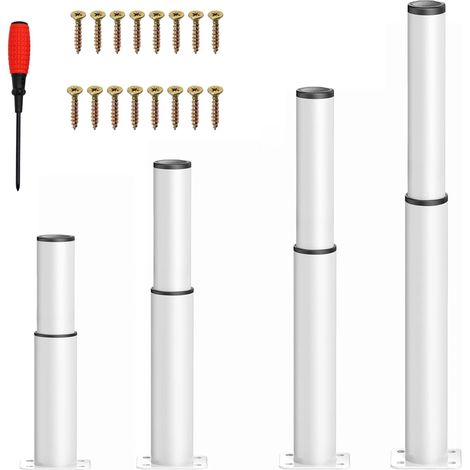 Lot de 4 pieds de meubles en métal blanc - 40 à 70 cm - Hauteur réglable - Charge maximale : 800 kg - Pieds de meubles pour meuble TV, canapé, fauteuil (1/5)