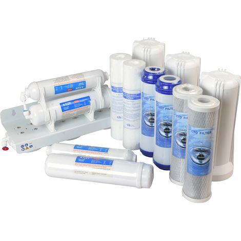KIT SISTEMA DEPURAZIONE ACQUA FILTRO 5 STADI + KIT CARTUCCE SOSTITUZIONE RICAMBIO (1/5)