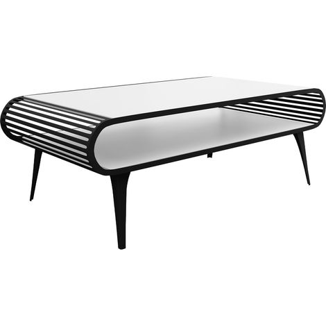 Mesa de centro Oswego 161, Blanco, 44x60x120cm, Diámetro: 0, Aglomerado laminado, Angular