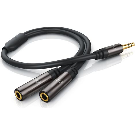 Primewire 3,5-mm-Klinke zu 2x 3,5-mm-Buchse Audio-Adapter, 15 cm, Stereo Audio AUX auf 2x Buchse Y-Adapter (1/5)