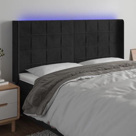 Cabecero con LED de terciopelo negro 163x16x118/128 cm vidaXL (1/5)