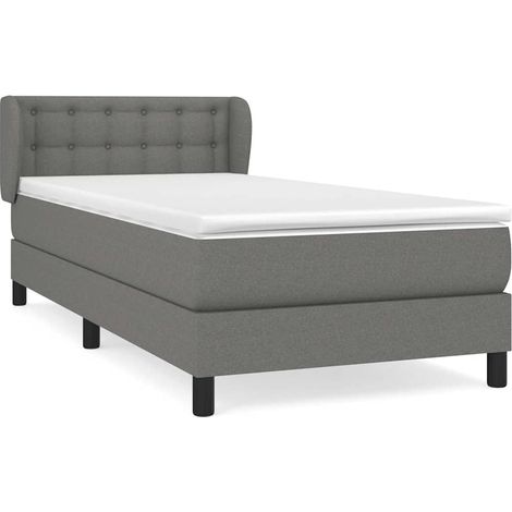 Lit complet avec matelas à ressorts ensachés et surmatelas tissu gris foncé 90 x 200 cm, 43.83kg (1/5)