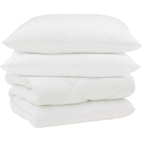 Ensemble couette et oreiller d'hiver (3 pièces), microfibre blanche (1/5)