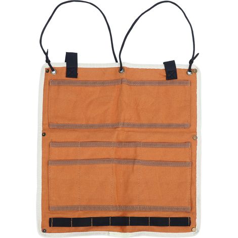 Organisateur mural de camping multifonction en toile portable - Poches multiples, système Velcro, matériau durable, compact et léger (1/4)