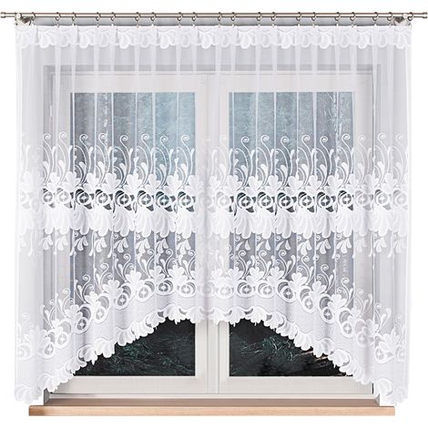 Kasjana - Rideau jacquard prêt à poser avec fente en bas - 320 x 160 cm - blanc (1/5)