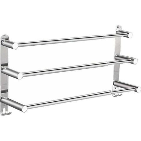 Porte-serviettes extensible pour salle de bain, 43-75 cm, porte-serviettes mural en acier inoxydable, sans perçage. (1/4)