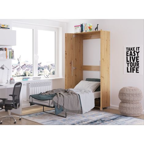 Cama abatible TEDDY 90x200 cm vertical roble artesanal (1/5)