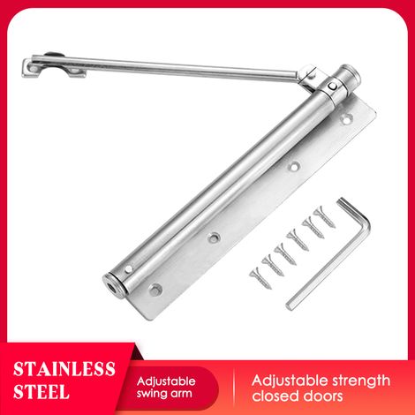 Ferme-porte en acier inoxydable pour portes en bois/aluminium, ferme-porte automatique réglable, amortisseur de ressort invisible, quincaillerie à fermeture automatique (1/2)