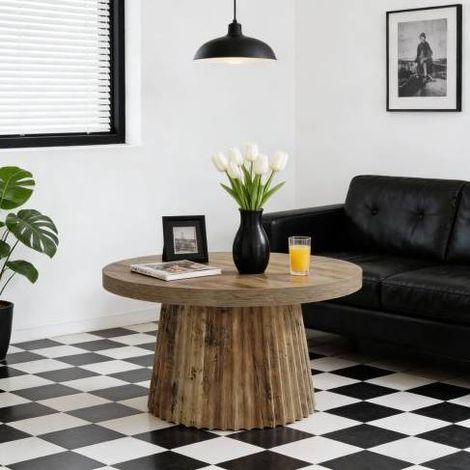 Runder Couchtisch 80 cm aus MDF in Braun HAVRYA (1/5)