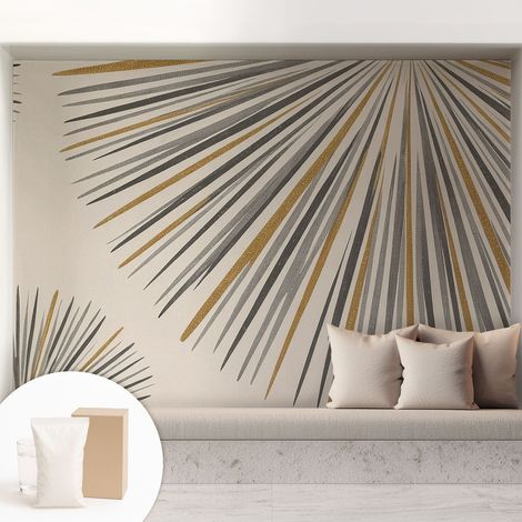 Papier peint intissé mural avec imprimé pour décoration pour salon pour chambre à coucher pour entrée Éventails géométriques 208x146 cm (1/5)