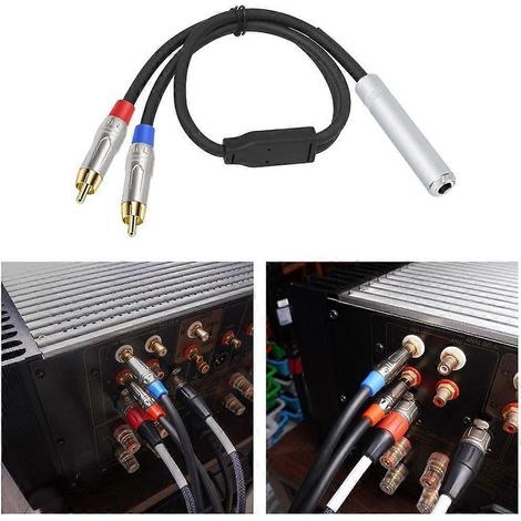 Câble convertisseur audio stéréo 2RCA vers 6,35 mm pour tables de mixage et amplificateurs (1/4)