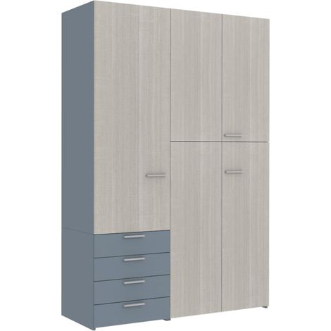 L.150 H.225,8 - Armadio ad ante battenti con ripiani e cassetti - Perfetto per organizzare i tuoi vestiti - Rovere Rock e Avio (1/5)